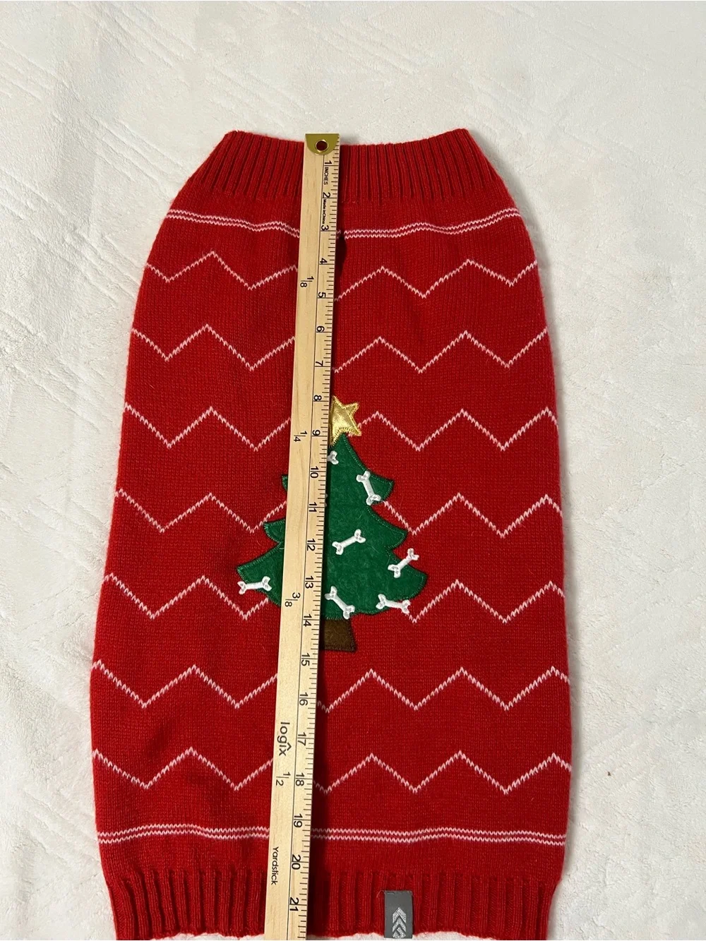 Red Holiday Dog Sweater with Christmas Tree